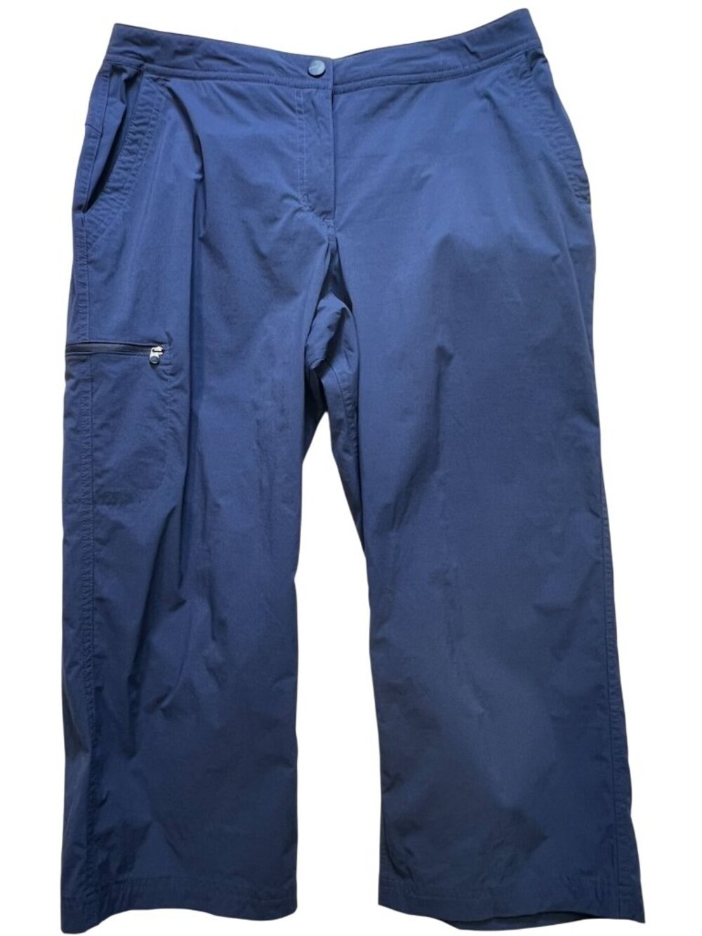 L.L. Bean Women's Comfort Hiking Pants Flat Front Size 10 Navy Blue Zip Pockets
